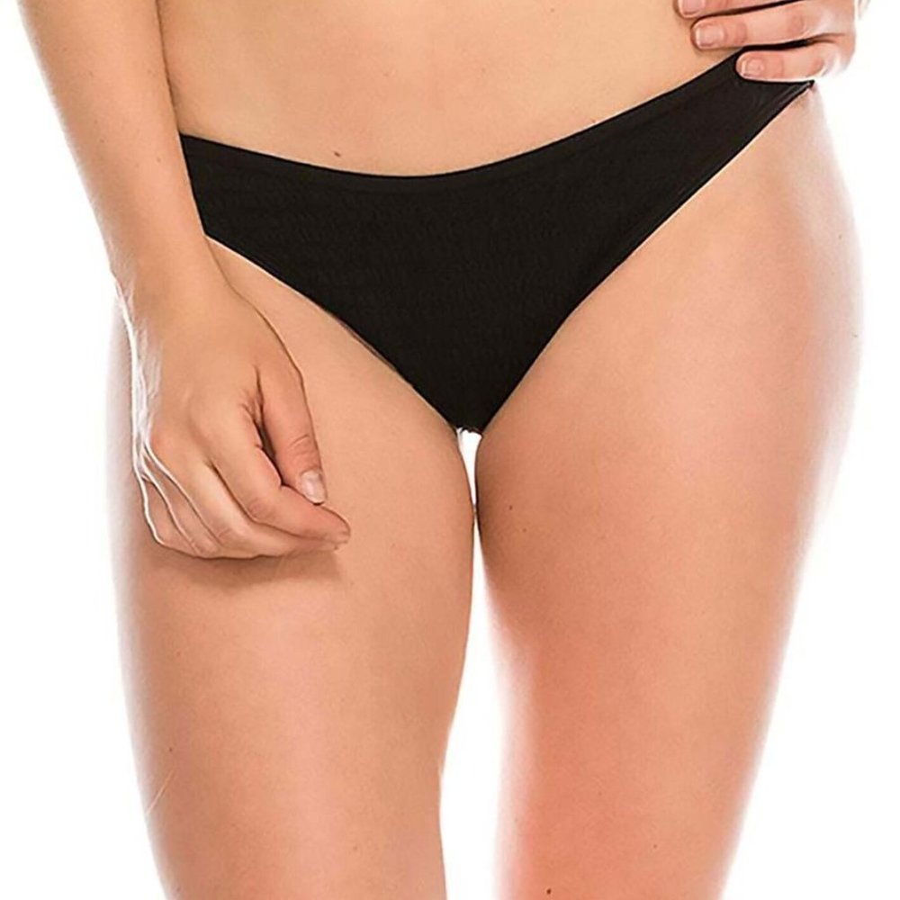 KENDALL + KYLIE Henley Bikini Bottom (X-Small) Black